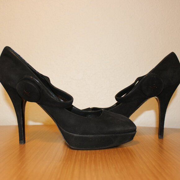 Louis Vuitton 4 inch Heel Black Suede Size 37.5 - Picture 1 of 7